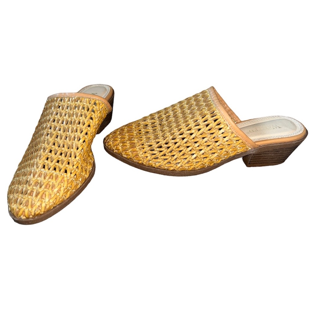 Wanted Woven Heeled Tan Mule Sandals
